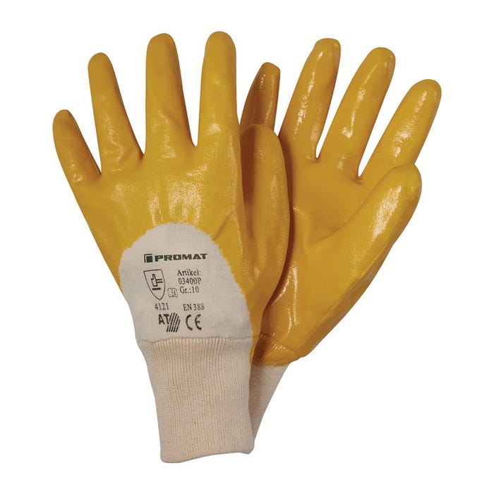 Gant Ems taille 9 jaune revêtement nitrile particu. performant EN 388 catégorie (Par 12)