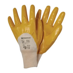 Gant Ems taille 8 jaune revêtement nitrile particu. performant EN 388 catégorie EPI II PROMAT (Par 12)