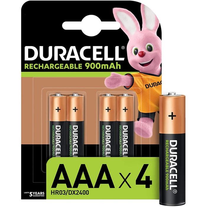 DURACELL Blister de 4 Piles Rechargeables StayCharged Micro AAA 900 mAh