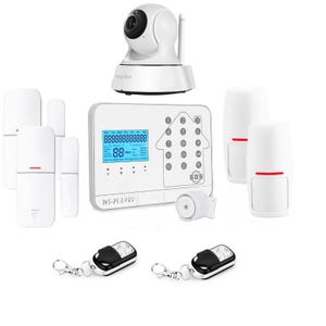Kit alarme maison connectée sans fil wifi box internet et gsm futura blanche smart life et caméra wifi - lifebox - kit10