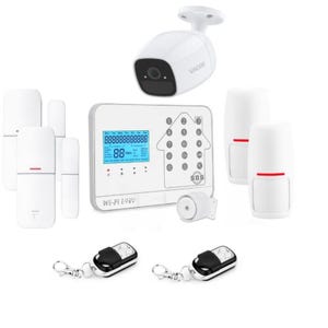 Kit alarme maison connectée sans fil wifi box internet et gsm futura blanche smart life et caméra wifi - lifebox - kit9