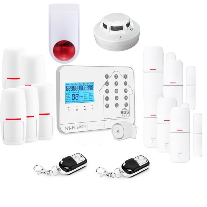 Kit alarme maison connectée sans fil wifi box internet et gsm futura blanche smart life- lifebox - kit7