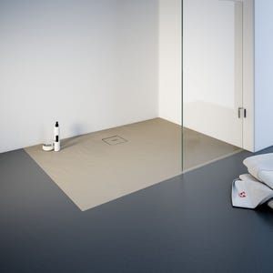 Schulte receveur de douche de plain-pied 80 x 120 cm, résine minérale, rectangulaire, sérigraphie sahara, bac à douche