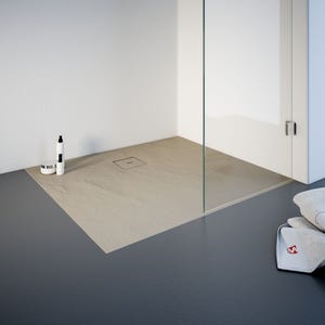 Schulte receveur de douche de plain-pied 90 x 100 cm, résine minérale, rectangulaire, sérigraphie sahara, bac à douche