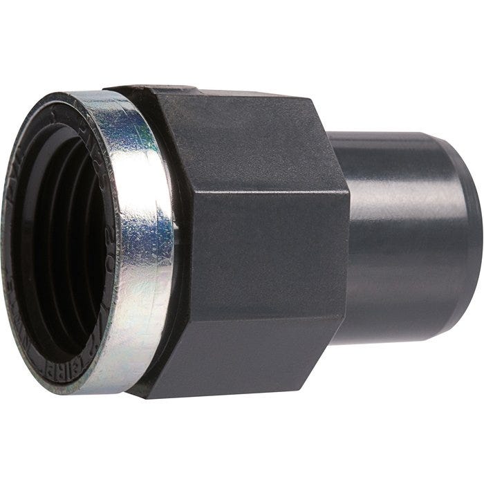 Raccord PVC pression noir droit - F 1/2' - Ø 25 mm - Girpi