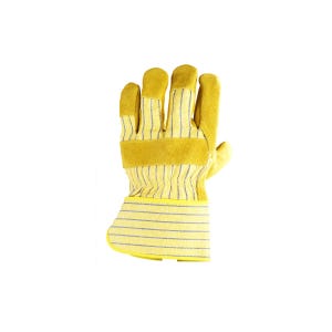 Lot de 12 paires de gants docker croûte vachette jaune, paume renfort fleur - COVERGUARD