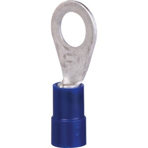 Cosses PVC bleu à anneau pré-isolée à sertir - Ø tête 10,5 x 6,2 mm - Section 1,5 - 2,5 mm² - Vendu par 100 - Klauke