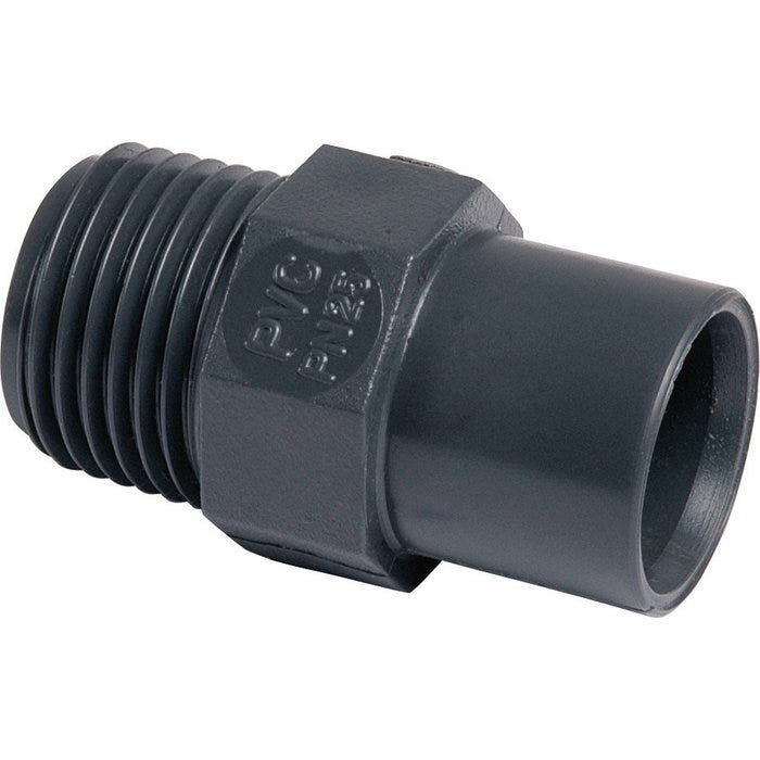 Raccord PVC pression noir droit - M 1'1/2 - Ø 50 mm - Girpi