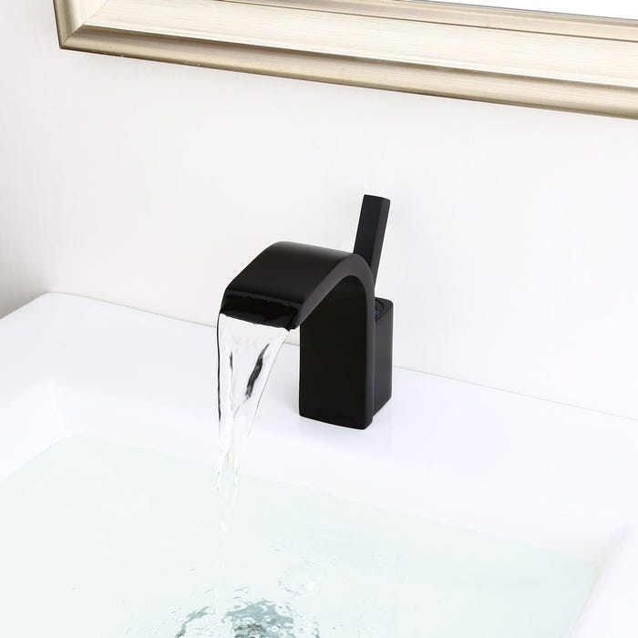 Robinet lavabo mitigeur contemporain en laiton massif Noir