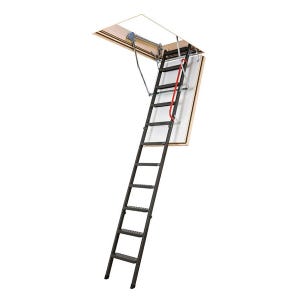 Escalier métal coupe feu 60min - 3.60m sous plafond - Trémie 60x144cm - LMF60/60144-360