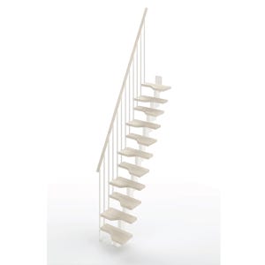 Escalier droit gain de place 12 marches - Hauteur à franchir de 2.61 à 3.09m - Largeur 61cm - Couleur bois et blanc - MINI61/I/BB-12