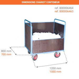 Chariot conteneur ouvert en bois contre plaqué - 500kg / 640 Litres - 800006464