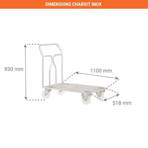 Chariot inox 304 alimentaire - Charge 400kg - 800000087
