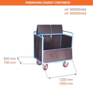 Chariot conteneur fermé en bois contre plaqué - 640 Litres - 800006466