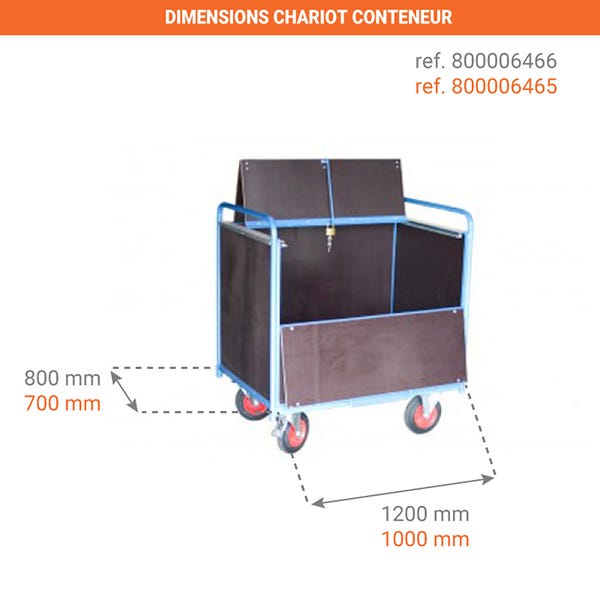 Chariot conteneur fermé en bois contre plaqué - 460 Litres - 800006465