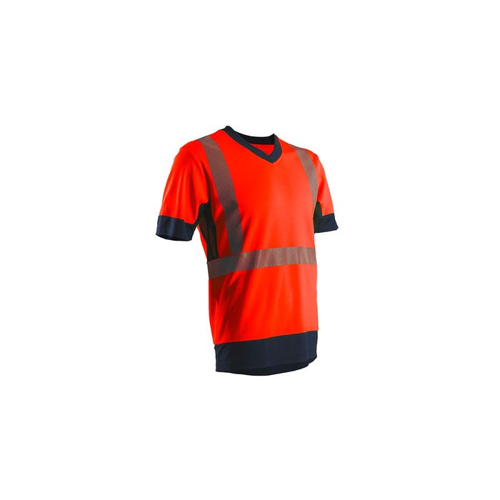 T-shirt HV manches courtes Komo rouge et marine - Coverguard - Taille XL