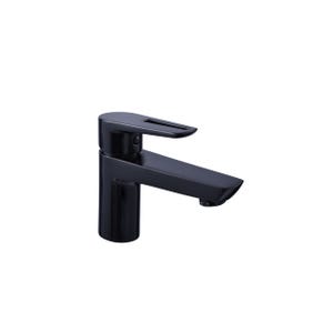Robinet salle de bain Mitigeur lavabo en laiton VISION avec 2 flexibles - noir - 5 x 13,5 x 16,3 cm