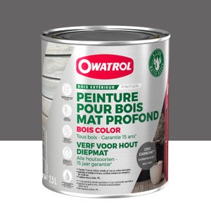 Peinture pour bois extérieur opaque - Finition Mate Owatrol BOIS COLOR Carbone RAL 7043 2.5 litres