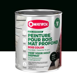 Peinture pour bois extérieur opaque - Finition Mate Owatrol BOIS COLOR Noir Profond (RAL 9005) 2.5 litres
