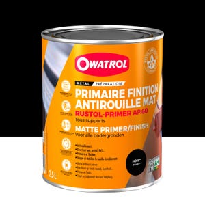 Primaire et finition mat antirouille Owatrol RUSTOL PRIMER AP 60 Noir (ow26) 2.5 litres