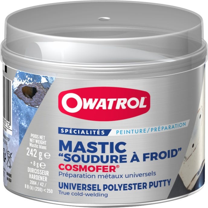 Mastic polyester universel blanc tous supports Owatrol COSMOFER Boîte de 250 g