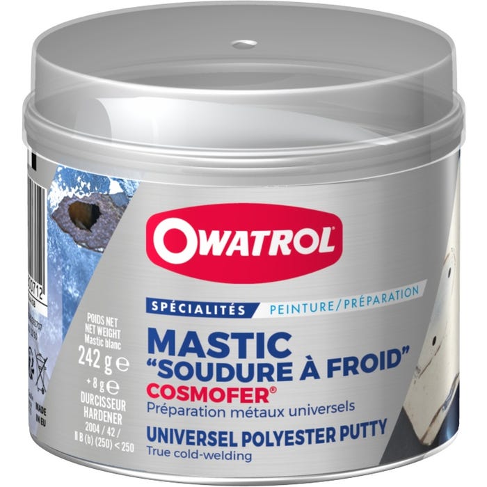 Mastic polyester universel blanc tous supports Owatrol COSMOFER Boîte de 250 g