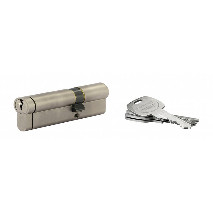 THIRARD - Cylindre de serrure double entrée HG5+, 30x60mm, nickel, anti-arrachement, anti-perçage, anti-casse, 5 clés