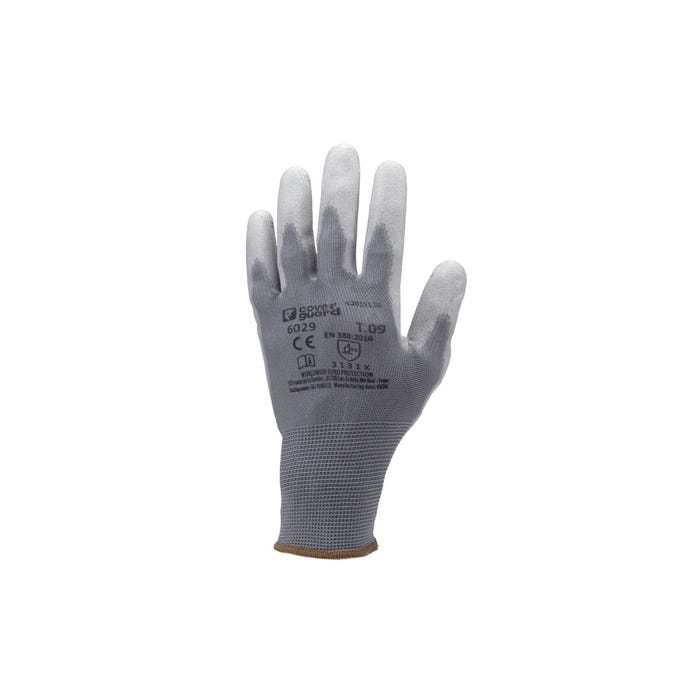 Gants polyester gris, paume end.PU gris - Coverguard - Taille S-7