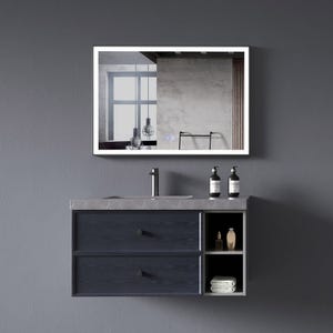 Meuble de salle de bain design suspendu Bleu & Gris - 90 cm