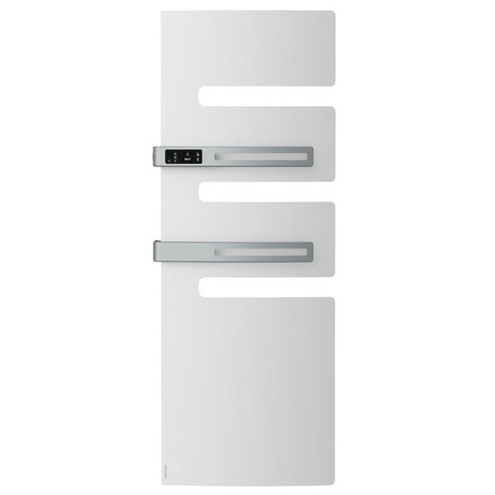 Radiateur sèche-serviettes électrique connecté SERENIS PREMIUM mât à droite 1000+750W blanc carat - ATLANTIC - 850437