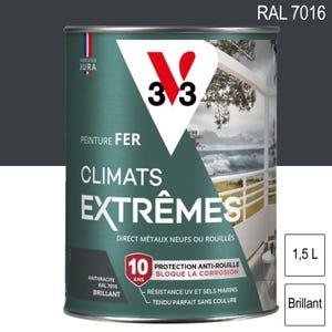 Peinture fer Climats Extrêmes RAL 7016 Gris anthracite brillant 1,5L V33