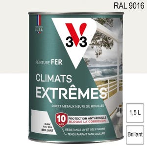 Peinture fer Climats Extrêmes RAL 9016 Blanc brillant 1,5L V33
