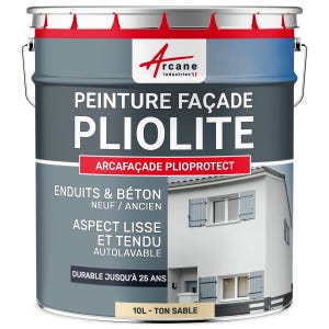 Peinture Façade Solvantée Pliolite - ARCAFACADE PLIOPROTECT - 10 L (+ ou - 80 m² en 1 couche) - Ton Sable - RAL 085 90 20 - ARCANE INDUSTRIES