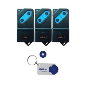 Lot de 3 FAAC TM2 868 DS, noire et bleue - 868Mhz + 1 porte-clés DOMOBIP OFFERT