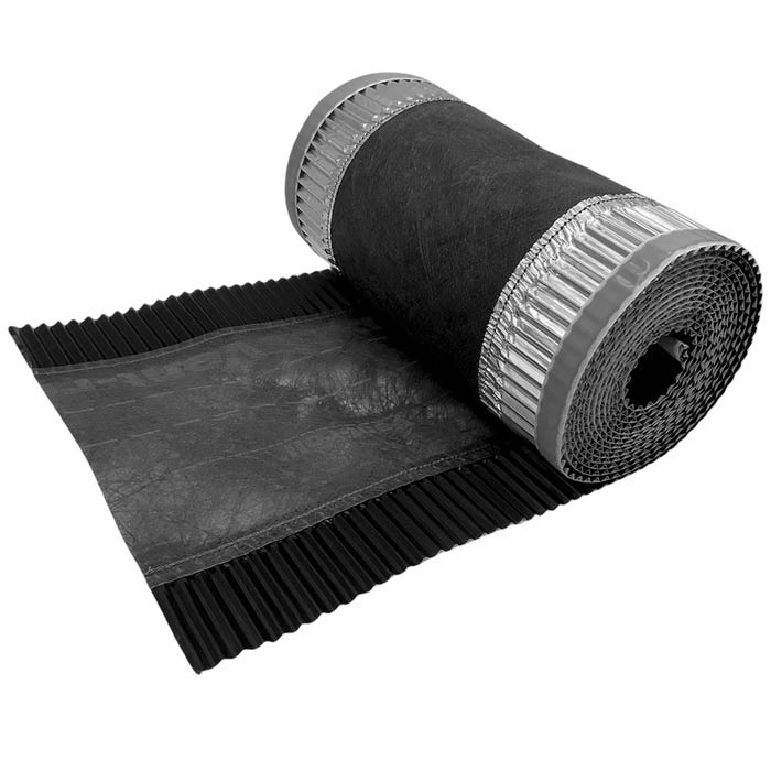 Closoir de Faîtage - Noir - 300 mm X 5 ml - Souple ventilé Aluminium et Fibre - ral 9005