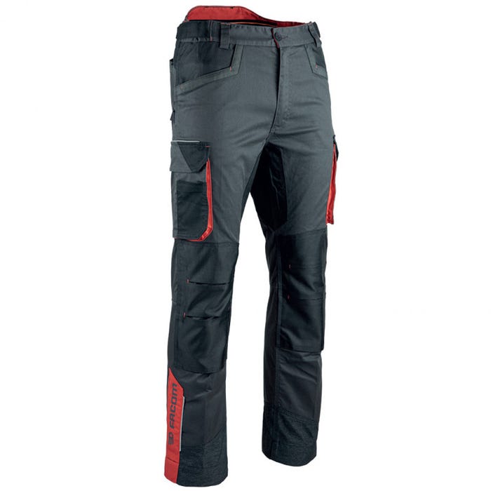 Pantalon de travail stretch avec poches genouillère 2 positions STRAP gris sombre FACOM