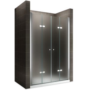 EMMY Porte de douche pliante pivotante H 185 cm largeur réglable 128 à 132 cm verre opaque