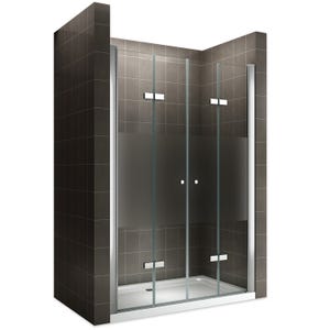 EMMY Porte de douche pliante pivotante H 195 cm largeur réglable 88 à 92 cm verre semi-opaque