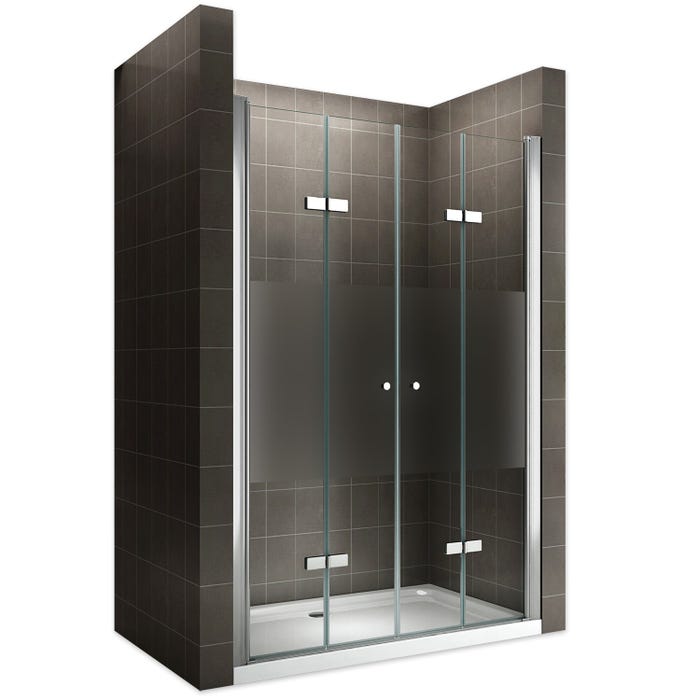 EMMY Porte de douche pliante pivotante H 195 cm largeur réglable 68 à 72 cm verre semi-opaque