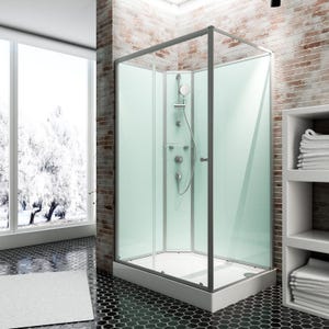 Schulte cabine de douche intégrale complète avec porte coulissante, 120 x 80 cm, verre 5 mm,paroi latérale à droite, ouverture vers la gauche, Ibiza