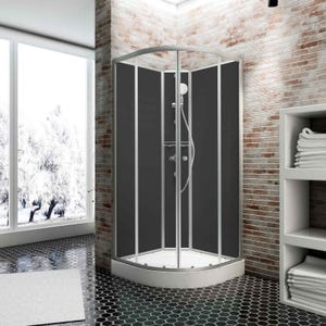 Schulte cabine de douche intégrale, 90 x 90 cm, avec porte coulissante, parois fixes, receveur, panneaux muraux et robinetterie, Verona