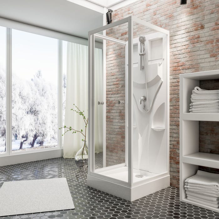 Schulte cabine de douche intégrale, 80 x 80 x 210 cm, verre de sécurité 5 mm, cabine de douche complète, blanc alpin, Juist