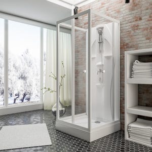 Schulte cabine de douche intégrale, 90 x 90 x 210 cm, verre de sécurité 5 mm, cabine de douche complète, blanc alpin, Juist
