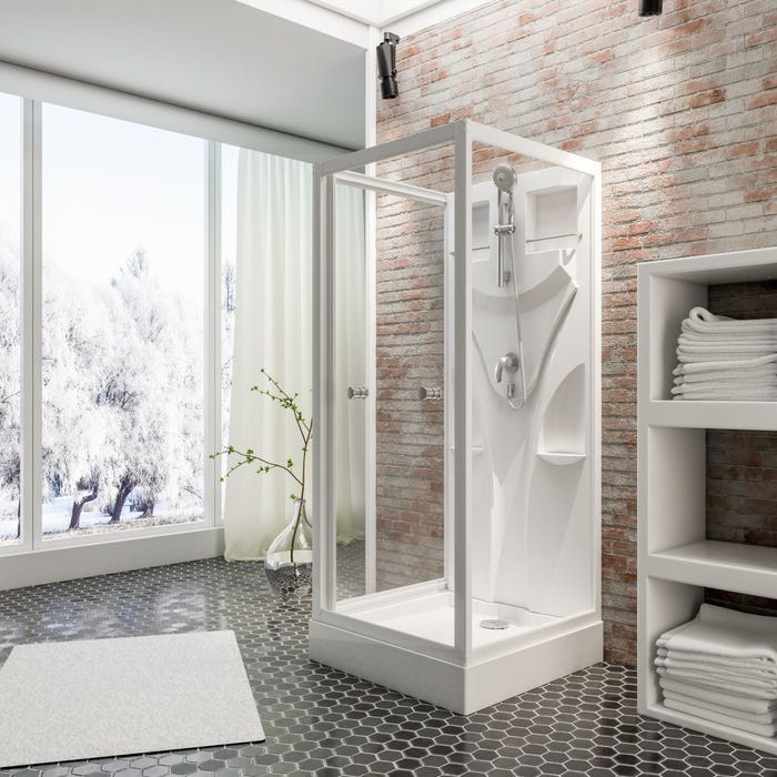 Schulte cabine de douche intégrale, 80 x 80 x 190 cm, verre de sécurité 5 mm, cabine de douche complète, blanc alpin, Juist