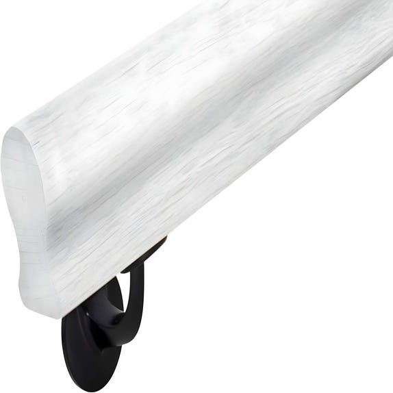 Main Courante en bois - Profil trou de serrure 47x75 mm - bois de hêtre - 150 cm - 1 couche d'apprêt blanc