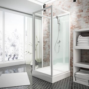 Schulte cabine de douche intégrale, 80 x 80 x 210 cm, verre de sécurité 5 mm, cabine de douche complète, blanc alpin, Juist II