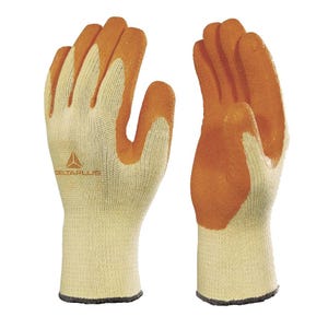 Gant tricoté en polycoton enduit latex jaune/orange T10 - DELTA PLUS - VE730OR10