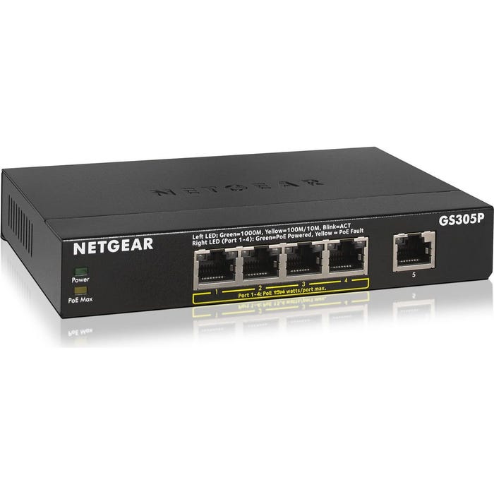 Switch ethernet NETGEAR G305Pv2 5 ports Gigabit avec 4 port PoE+