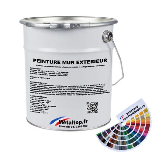 Peinture Mur Exterieur - Metaltop - Noir foncé - RAL 9005 - Pot 5L