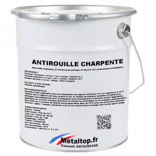 Antirouille Charpente - Metaltop - Noir signalisation - RAL 9017 - Pot 25L